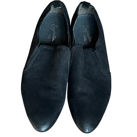 Seychelles Skein Loafer Shoes Women 9.5 Black Nubuck Leather Slip On Modern Boho - Picture 4 of 14